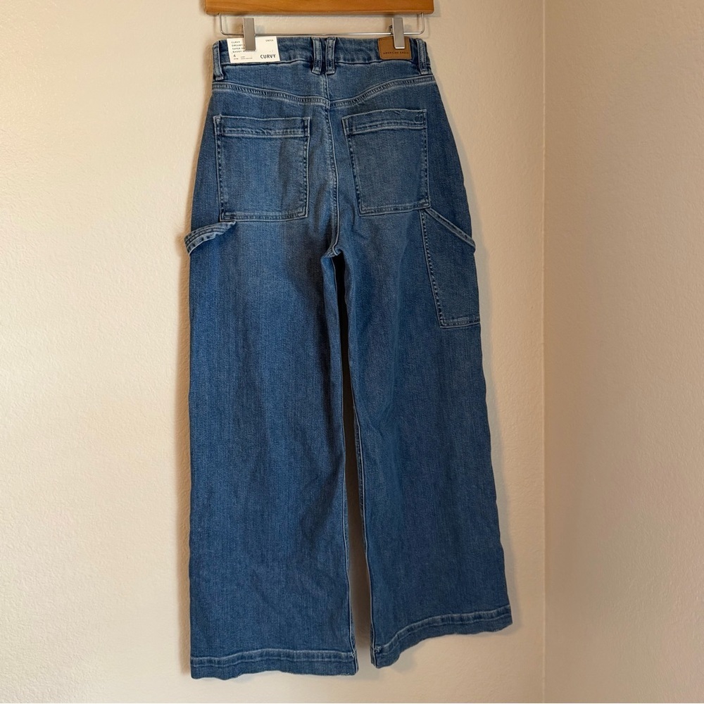 NWT, American Eagle Women’s Curvy Super High Rise Baggy Wide Leg Denim Jeans, 4S - Picture 6 of 11